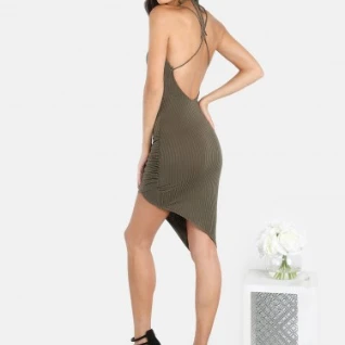 Платье хаки мини зеленое