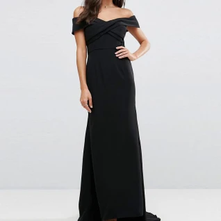 Платье Jarlo Off Shoulder Slim Gown черное 44-46