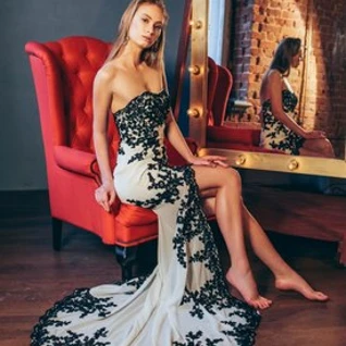 Кружевное платье в пол с коротким передом и шлейфом (+туфли)