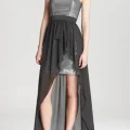 Возьмите Платье Aidan Mattox Silver High-low Sequin Dress Размеры 42, 44 напрокат (Фото 2) в Москве