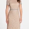 Возьмите Платье Adrianna Papell Biege Beaded Cap Sleeve Dress P напрокат (Фото 3) в Москве