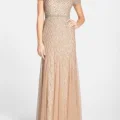Возьмите Платье Adrianna Papell Biege Cap Sleeve Gown P напрокат (Фото 1) в Москве