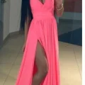Возьмите Женское платье длинное в пол неоновое розовое напрокат (Фото 2) в Москве