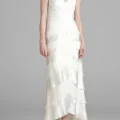 Возьмите Платье белое Tadashi Shoji Tiered Silk Gown with Brooch 46 размер напрокат (Фото 3) в Москве