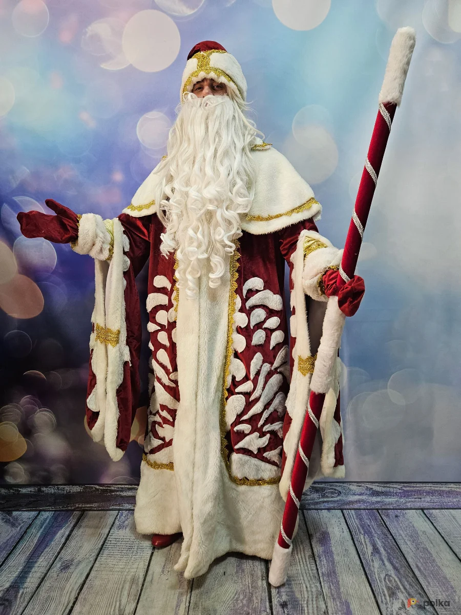 Возьмите Дед Мороз бордовый вип костюм напрокат (Фото 1) в Москве