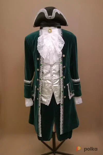 Возьмите Мужской исторический костюм барокко (Тёмно-зелёный расшитый камнями) напрокат (Фото 1) в Санкт-Петербурге