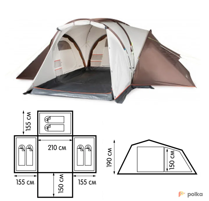 Возьмите Прокат 6-местной трёхкомнатной палатки Outventure Dalen 6 напрокат (Фото 1) в Москве