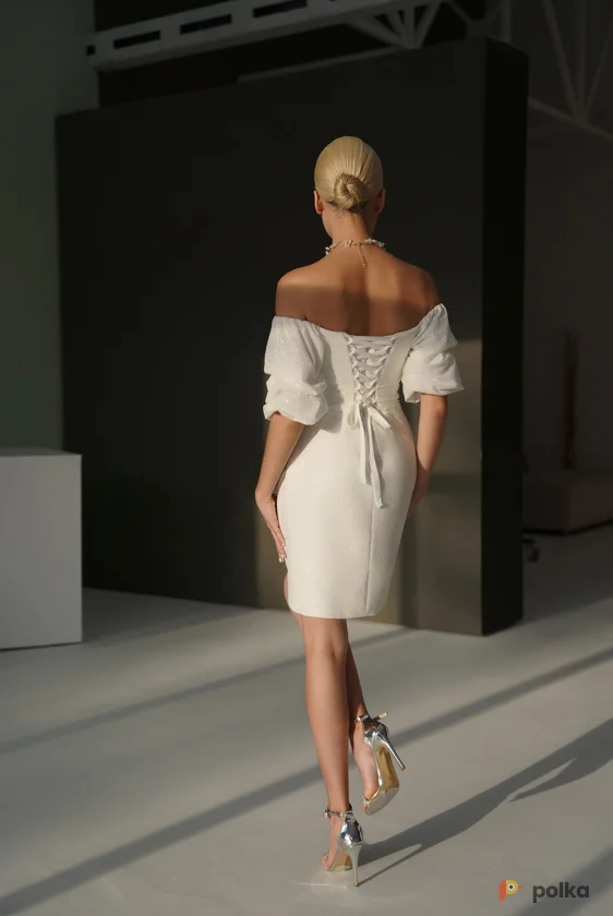 Возьмите Платье вечернее Эсперанса белое блеск напрокат (Фото 1) В Туле