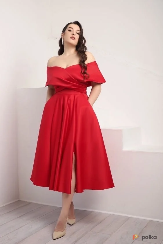 Возьмите Платье вечернее Альбина Red миди напрокат (Фото 1) В Туле