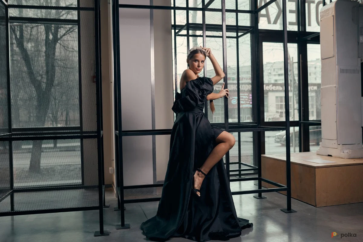 Возьмите Платье вечернее Астерия Чёрное с юбкой напрокат (Фото 1) В Туле