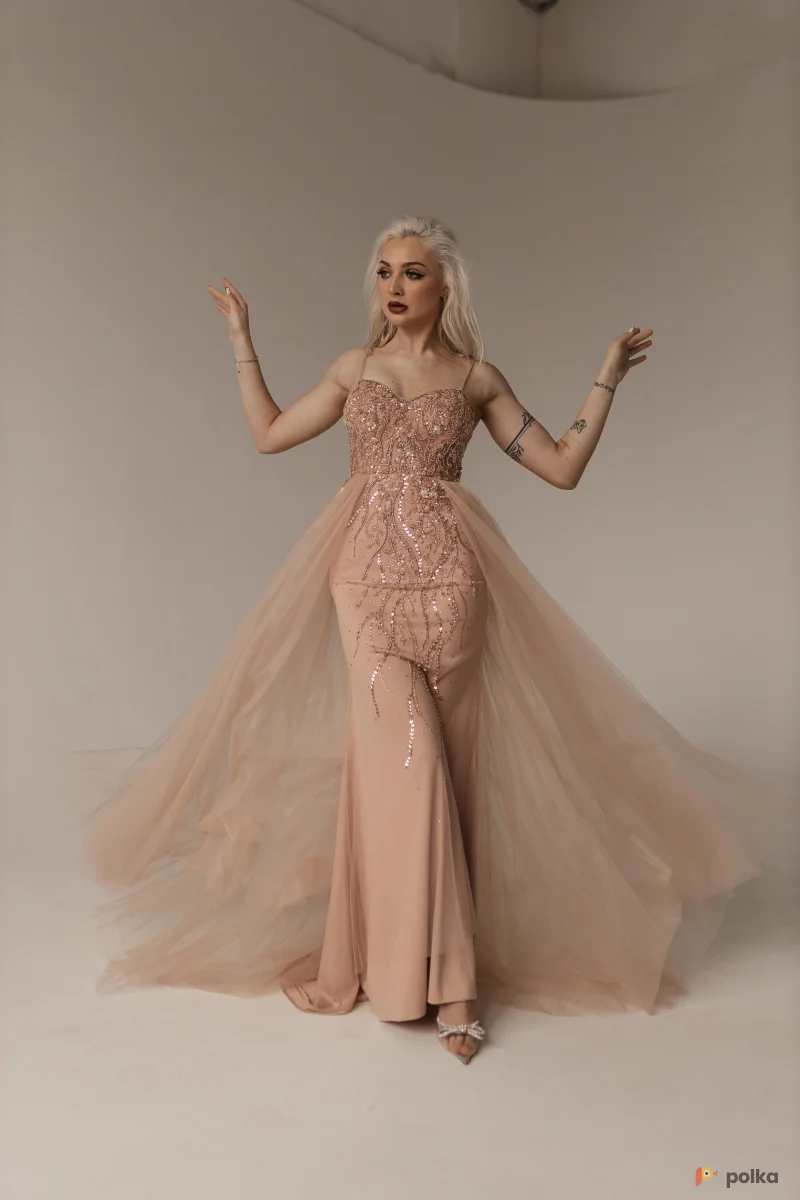 Возьмите Платье вечернее Роджи в цвете пудра напрокат (Фото 1) В Туле