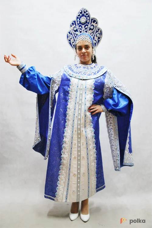 Возьмите СНЕГУРОЧКА БОЯРЫНЯ №14 (парча белая, синяя) напрокат (Фото 1) в Москве