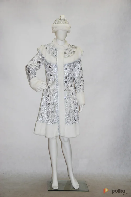 Возьмите СНЕГУРОЧКА классика с пелериной (парча белая) напрокат (Фото 1) в Москве