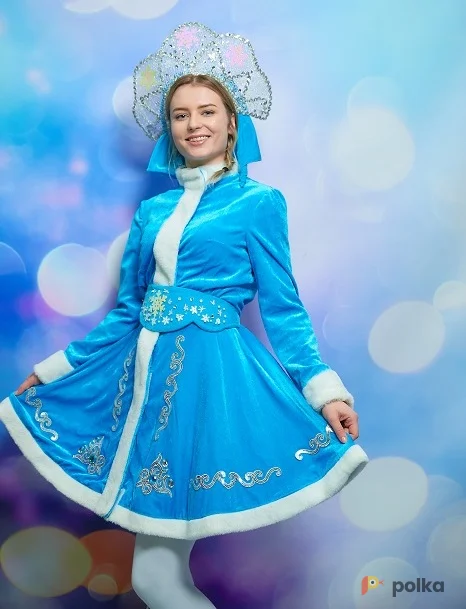 Возьмите Снегурочка голубая бархатная костюм  напрокат (Фото 1) в Москве