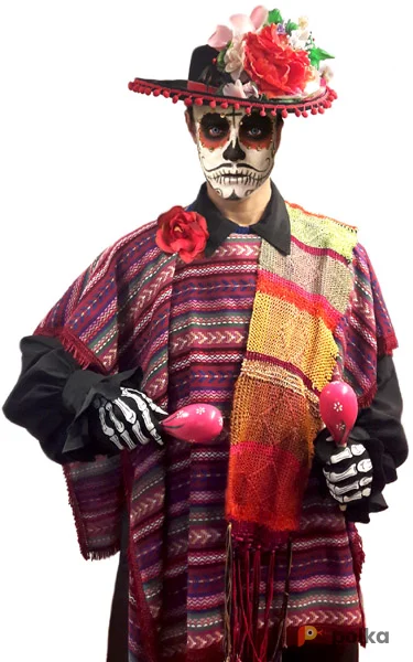 Возьмите День мертвых пончо Костюм напрокат (Фото 1) в Москве