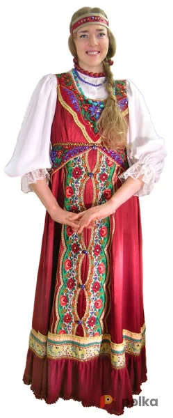 Возьмите Русский народный сарафан вишневый напрокат (Фото 1) в Москве