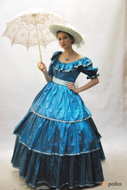 Возьмите ПЛАТЬЕ БИДЕРМЕЙЕР №6 (бирюзовый шелк) 1830-1850 г. напрокат (Фото 1) в Москве