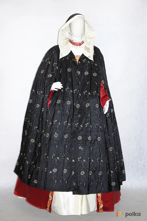 Возьмите "ПЛАЩ С КАПЮШОНОМ ИСТОРИЧЕСКИЙ ЖЕНСКИЙ ""ВЕНЕЦИЯ"" (ТАФТА) №4" напрокат (Фото 1) в Москве