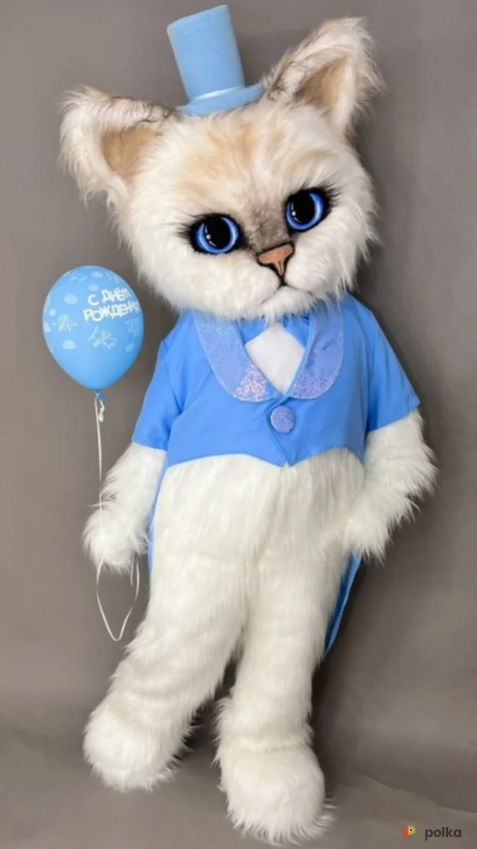 Возьмите Ростовая кукла кот белый напрокат (Фото 1) в Москве