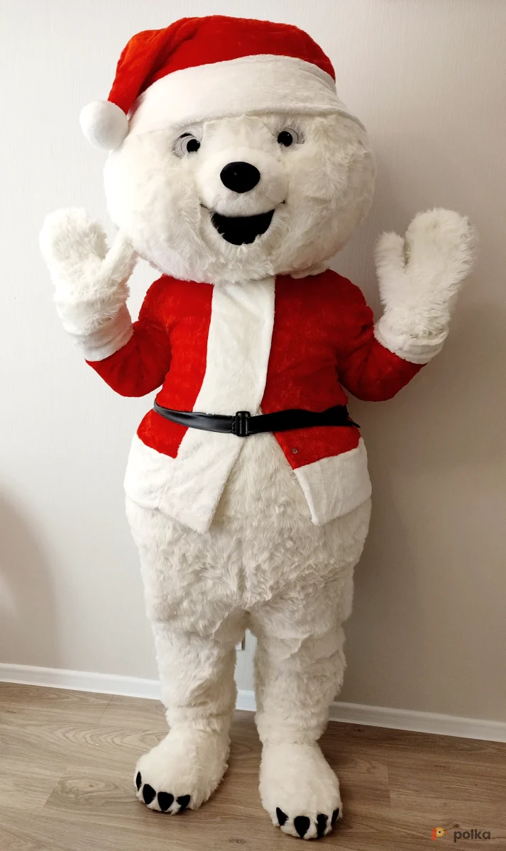Возьмите Ростовая кукла Белый Мишка Новогодний напрокат (Фото 1) в Москве