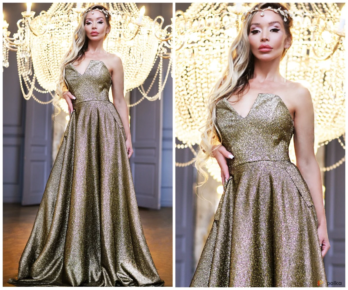 Возьмите Платье вечернее блестящее бронза напрокат (Фото 1) в Москве