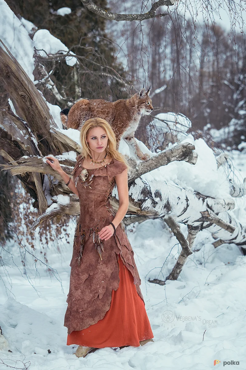 Возьмите Женский этнический костюм платье друида, шаманкки, индианки, богинии охоты артемиды напрокат (Фото 1) в Москве