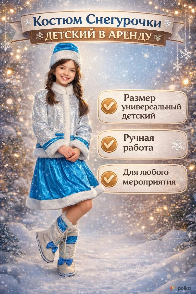 Возьмите Костюм снегурочки детский  напрокат (Фото 1) в Москве