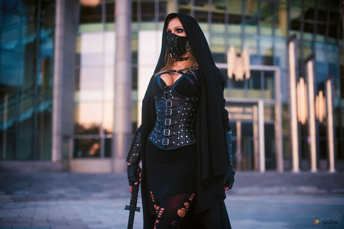 Возьмите Женский готический костюм гиберпанк ассасин ниндзя наемник черная тень напрокат (Фото 1) в Москве