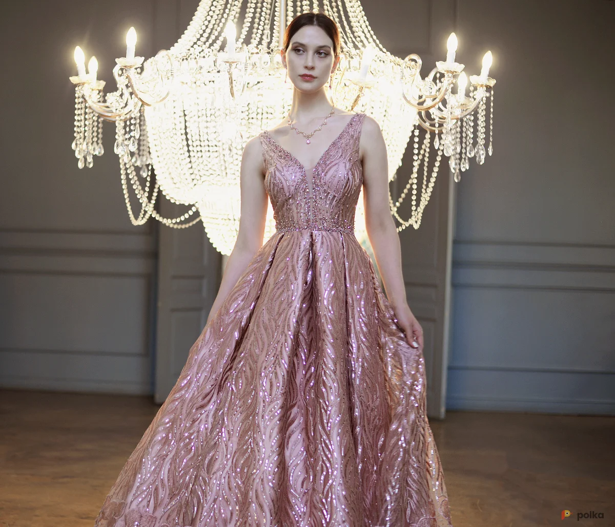 Возьмите Платье выпускное блестящее Rose Gold напрокат (Фото 1) в Москве