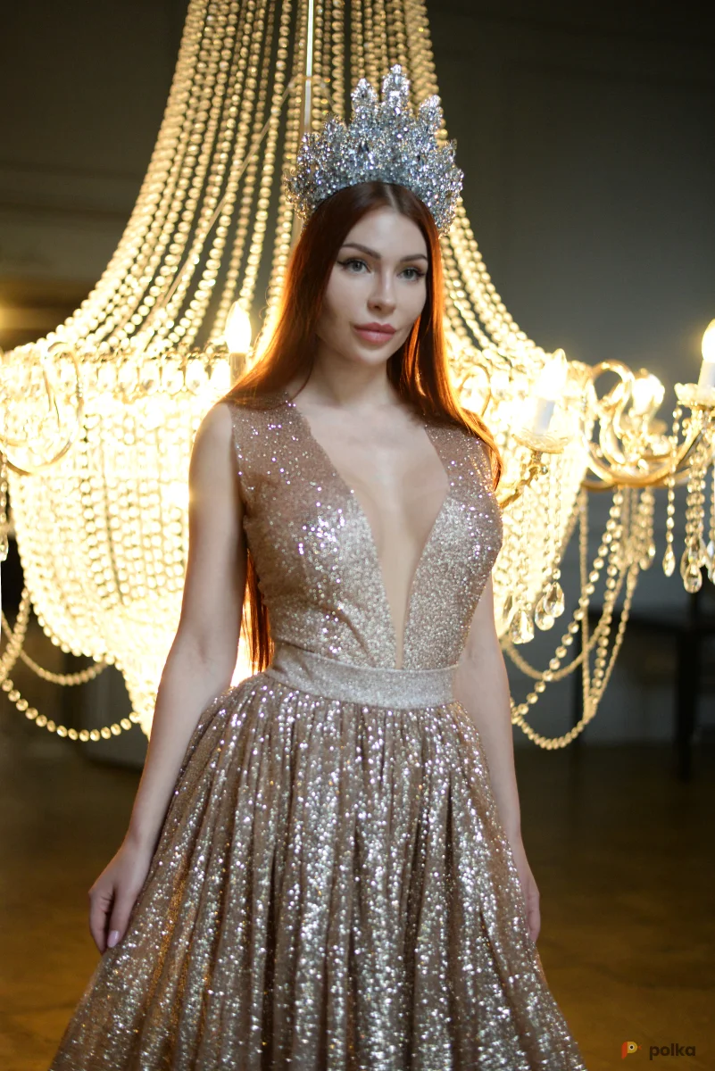 Возьмите Платье пышное глиттерное Gold напрокат (Фото 1) в Москве