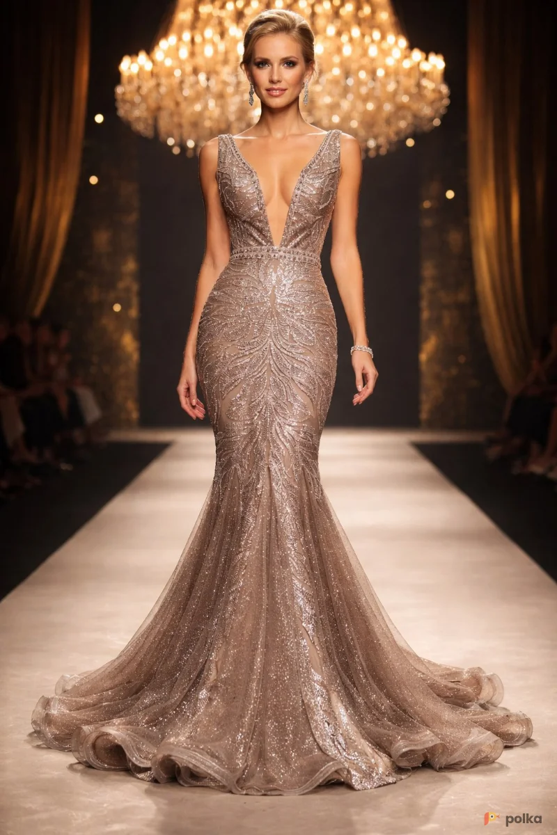 Возьмите Платье вечернее блестящее Bronza напрокат (Фото 1) в Москве