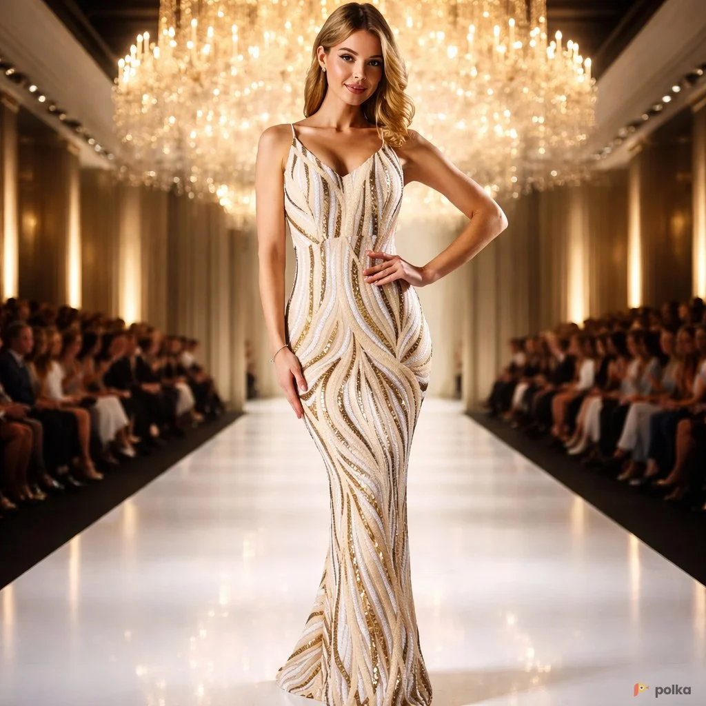 Возьмите Платье вечернее блестящее Birds gold напрокат (Фото 1) в Москве