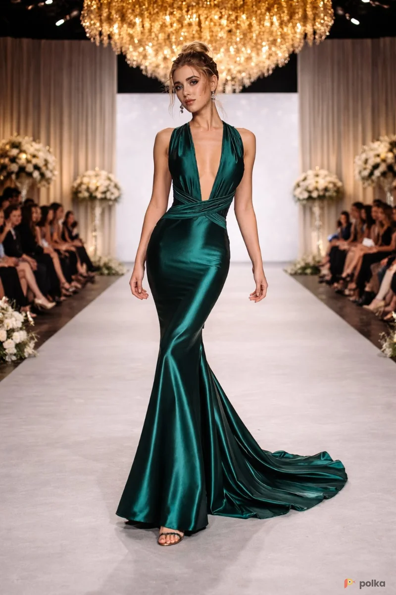 Возьмите Платье со шлейфом Fatale Green напрокат (Фото 1) в Москве