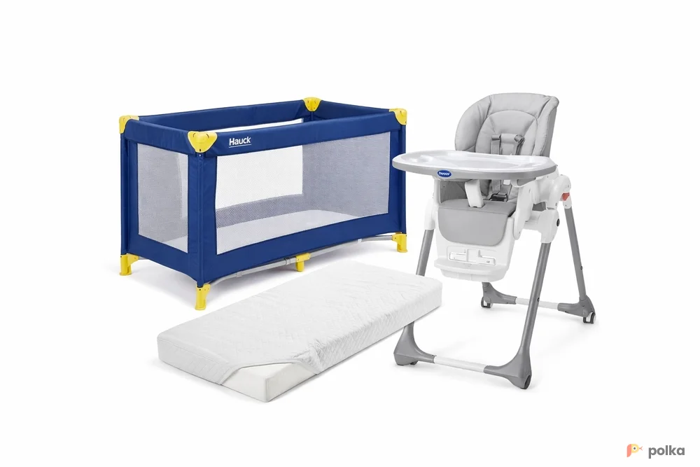 Возьмите Манеж-кровать Hauck + матрас для сна + стульчик для кормления Chicco напрокат (Фото 1) в Москве
