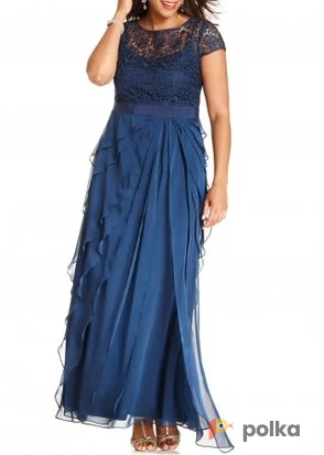 Возьмите Платье Adrianna Papell Blue Shutter Pleat Lace Dress+ напрокат (Фото 1) в Москве