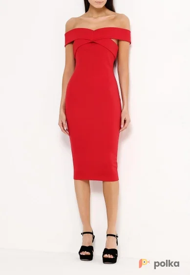 Возьмите Платье миди красное с открытыми плечами напрокат (Фото 1) в Москве