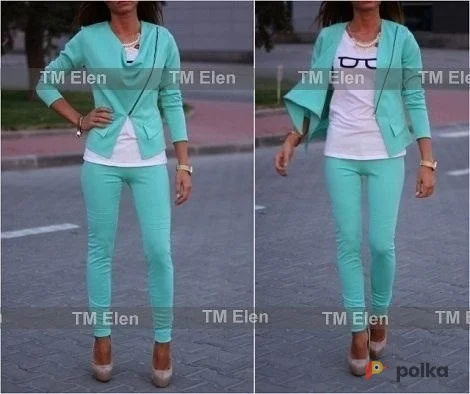 Возьмите Костюм женский пиджак блейзер легинсы брюки черный зеленый летний напрокат (Фото 1) в Москве