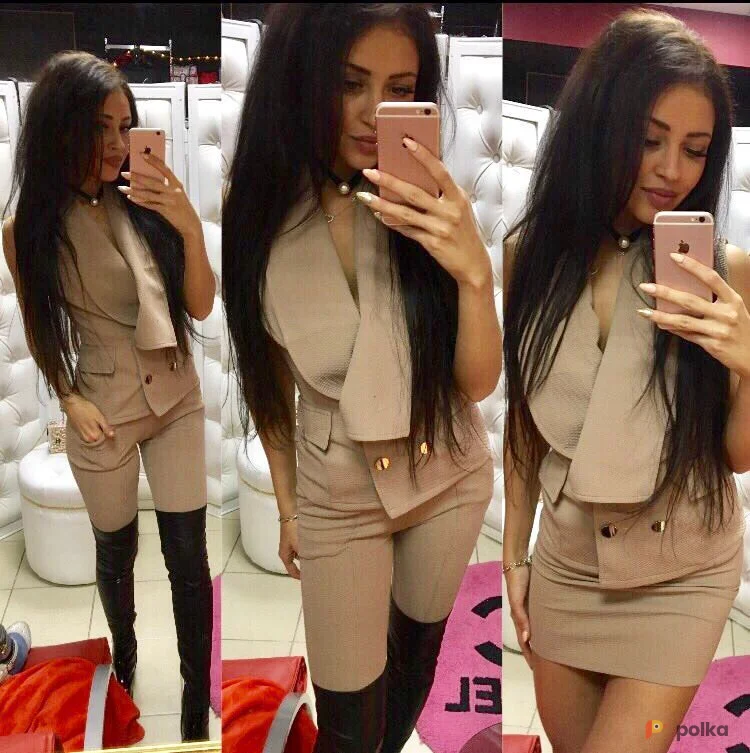 Возьмите Костюм бежевый тройка жилет легинсы брюки юбка женский пиджак напрокат (Фото 1) в Москве