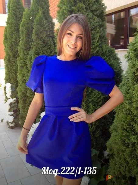 Возьмите Мини платье электрик синее короткое женское напрокат (Фото 1) в Москве