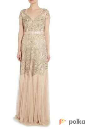 Возьмите Платье Adrianna Papell Biege Tulle Gold Gown Размер 48 напрокат (Фото 1) в Москве