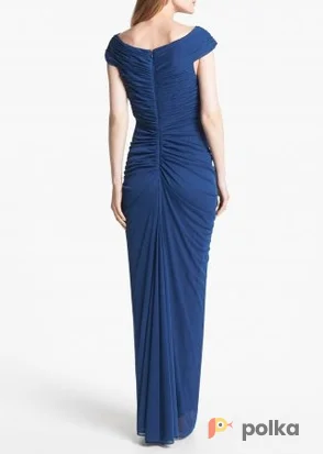 Возьмите Платье Adrianna Papell Blue Ruched Mesh Gown P Размер 46 напрокат (Фото 1) в Москве