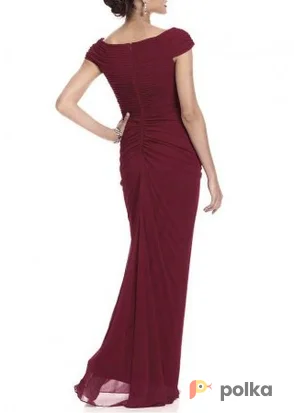 Возьмите Платье Adrianna Papell Burgundy Ruched Mesh Gown Размеры 44, 46 напрокат (Фото 1) в Москве