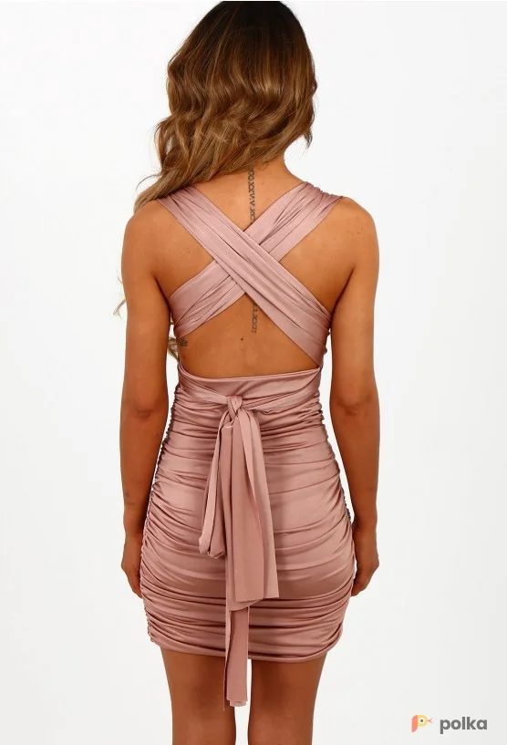 Возьмите Коктейльное платье короткое мини розовое напрокат (Фото 1) в Москве