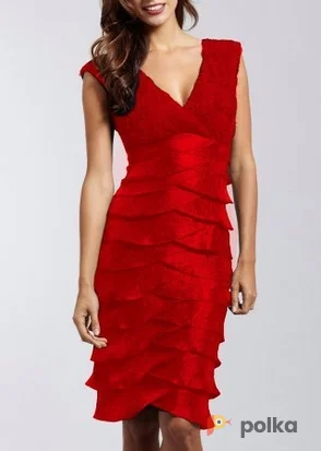 Возьмите Платье Adrianna Papell Red V-Neck Dress Leave Размеры 44, 46 напрокат (Фото 1) в Москве