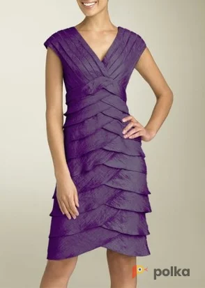 Возьмите Платье Adrianna Papell Tiered Dress Berry/Coral  Размер 44 напрокат (Фото 1) в Москве