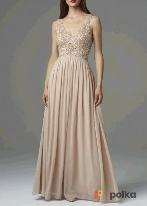 Возьмите Платье Aidan Mattox Biege V-neck gown Размер 48 напрокат (Фото 1) в Москве