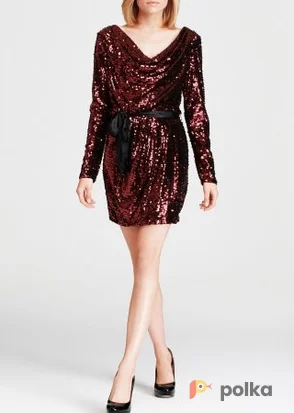 Возьмите Платье Aidan Mattox Red Sequnied Long Sleeve Dress Размеры 40, 42,  44 напрокат (Фото 1) в Москве