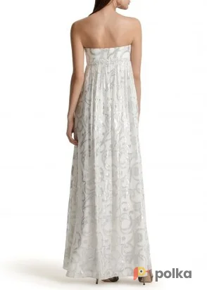 Возьмите Платье Aidan Mattox White Silver Strapless Silk Gown Размер 42 напрокат (Фото 1) в Москве