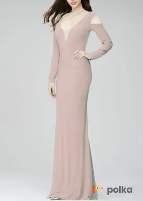 Возьмите Платье Jovani Off Shoulder Nude Gown Размер 40 напрокат (Фото 1) в Москве