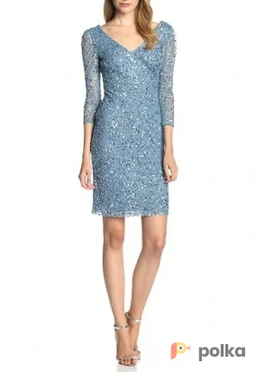 Возьмите Платье Js Collections V- neck Sequin Long Sleeve Blue Dress Размер 42 напрокат (Фото 1) в Москве